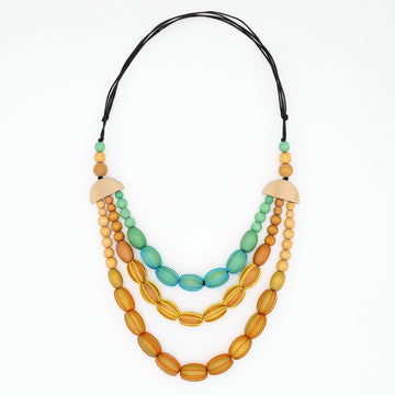 Triple Strand Wood Kristen Necklace