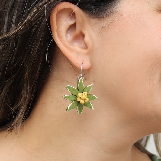 Olive Amaya Flower Earrings