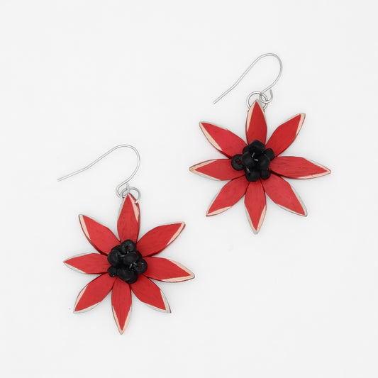 Red Amaya Flower Earrings