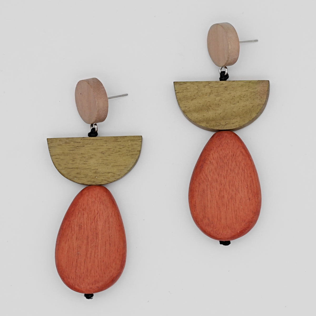 Peach Tasi Wooden Earrings