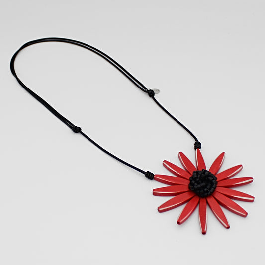 Red Amaya Flower Statement Necklace