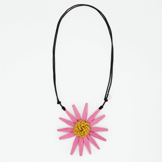 Pink and Yellow Amaya Flower Statement Necklace