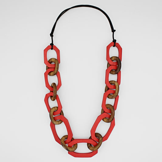 Red-Orange Luzara Link Necklace