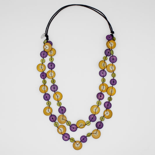 Purple and Mustard Tatum Double Strand Necklace