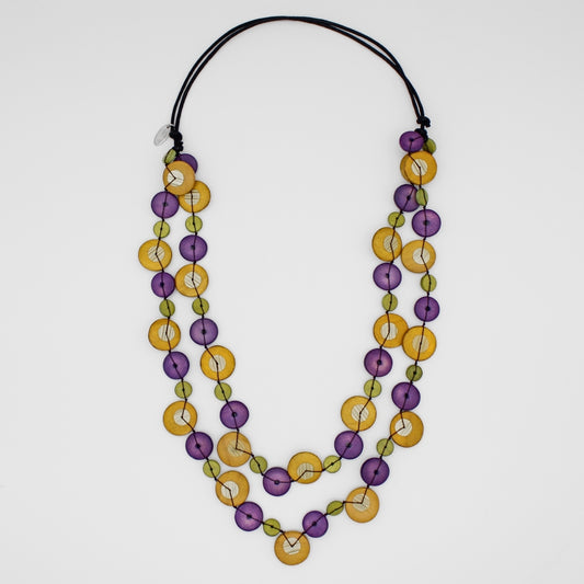 Purple and Mustard Tatum Double Strand Necklace