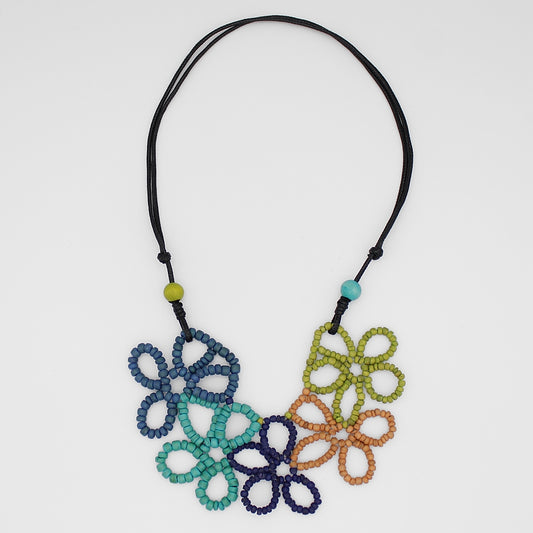 Ocean Beaded Flower Necklace