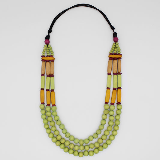 Lime Triple Strand Jasper Statement Necklace