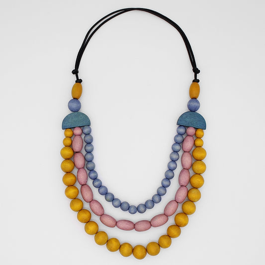 Multi-Color Wood Bead Cailee Statement Necklace