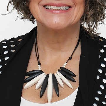 Black Bird of Paradise Statement Necklace - Sylca Designs - Chunky Jewelry 