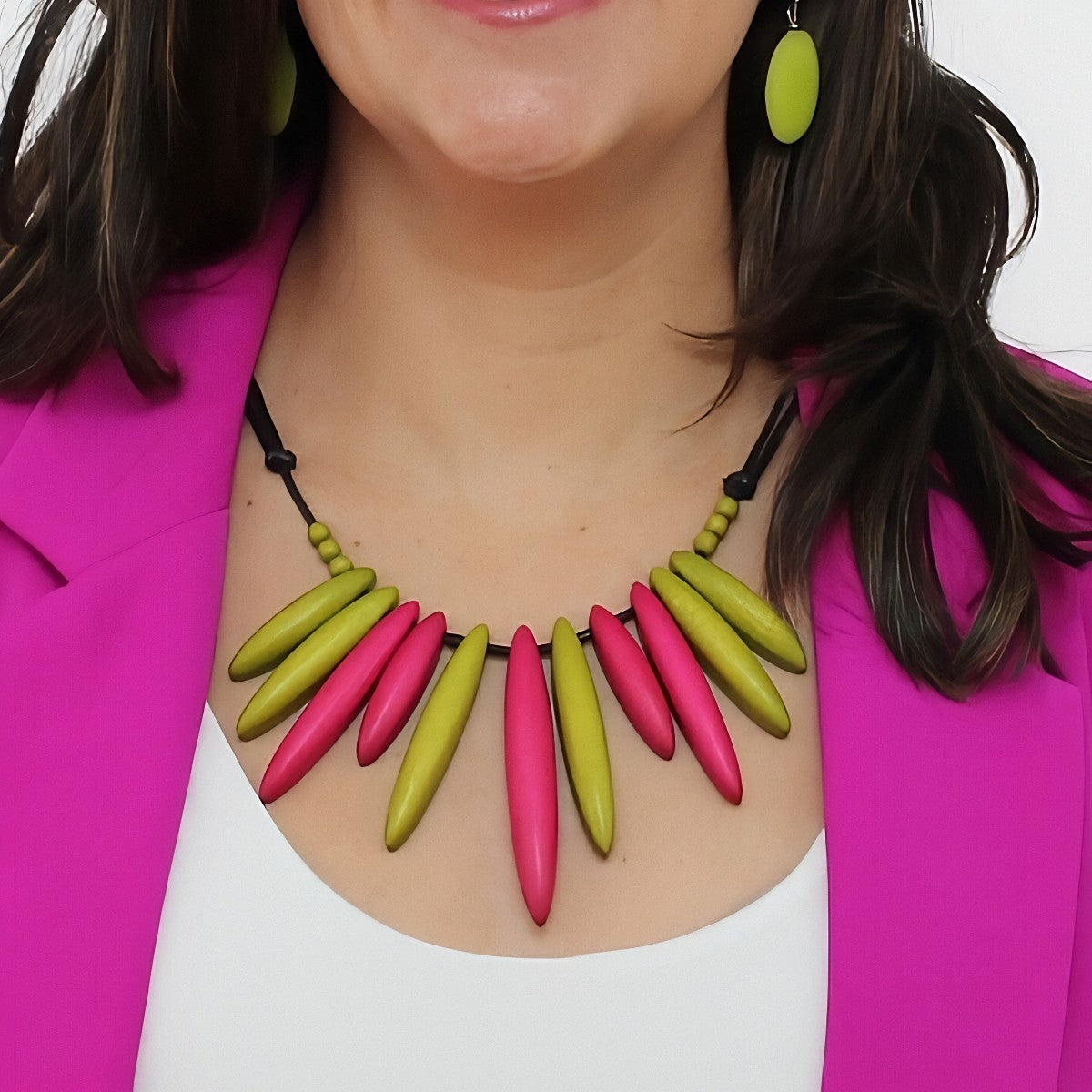 Lime Bird of Paradise Statement Necklace