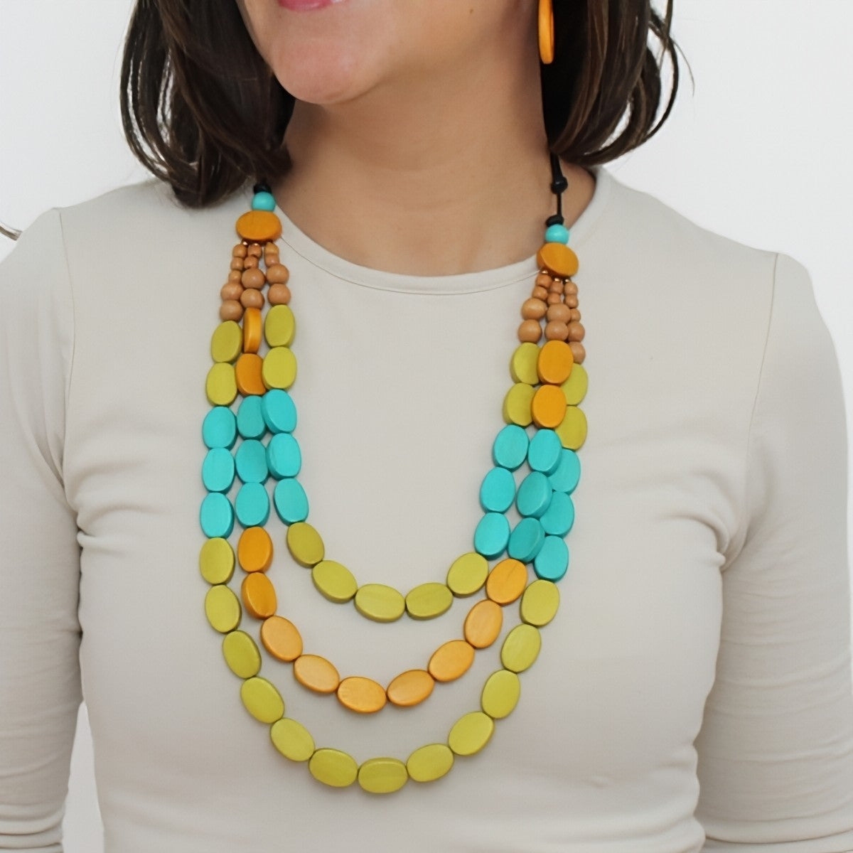 Multi Color Block Maya Necklace