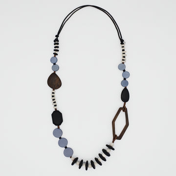 Blue Wood Bead Gabby Necklace