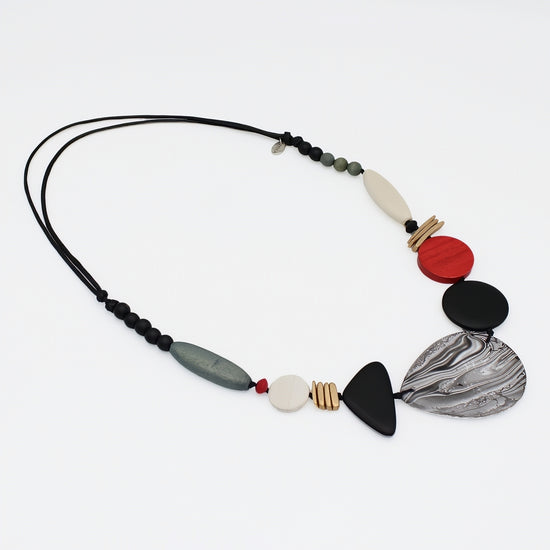 Red Dusk and Dawn Marble Necklace - Sylca Designs - Chunky Jewelry 