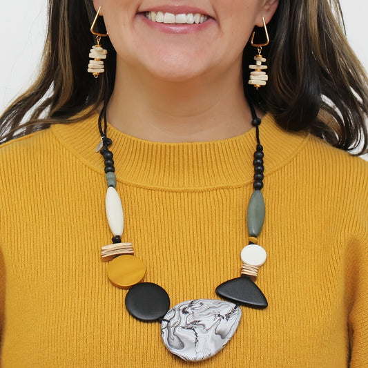 Dusk and Dawn Marble Necklace - Sylca Designs - Chunky Jewelry 