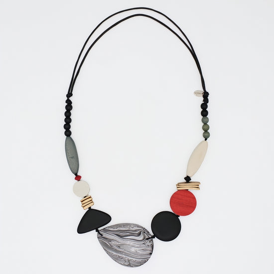 Red Dusk and Dawn Marble Necklace - Sylca Designs - Chunky Jewelry 