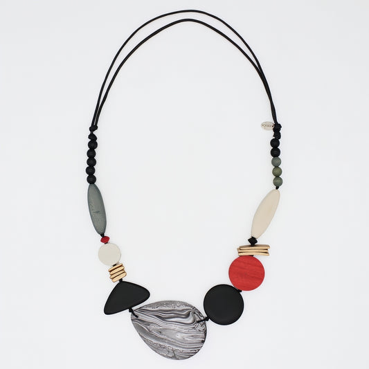 Red Dusk and Dawn Marble Necklace - Sylca Designs - Chunky Jewelry 