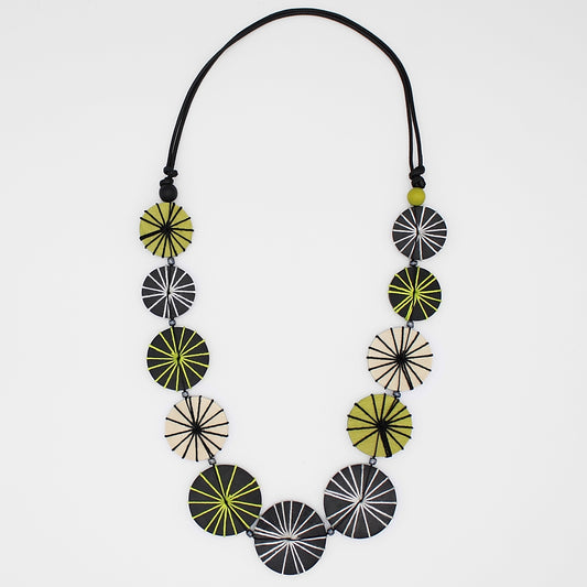 Black and Lime Threaded Valerie Necklace - Sylca Designs - Chunky Jewelry 