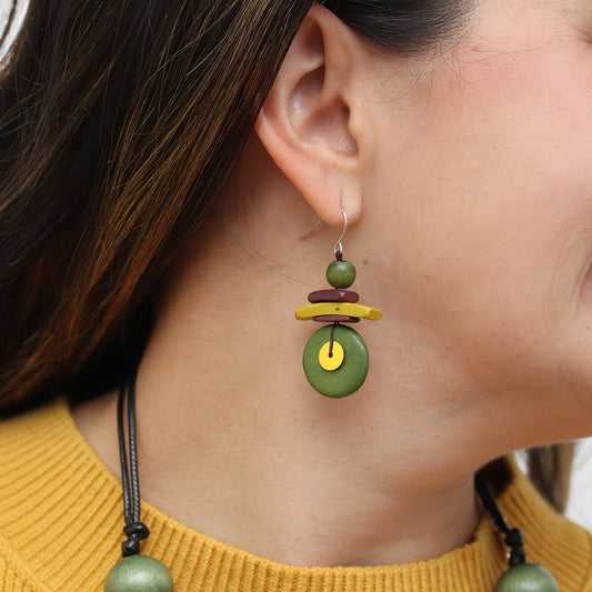 Assuta Olive Drop Earrings - Sylca Designs - Chunky Jewelry 