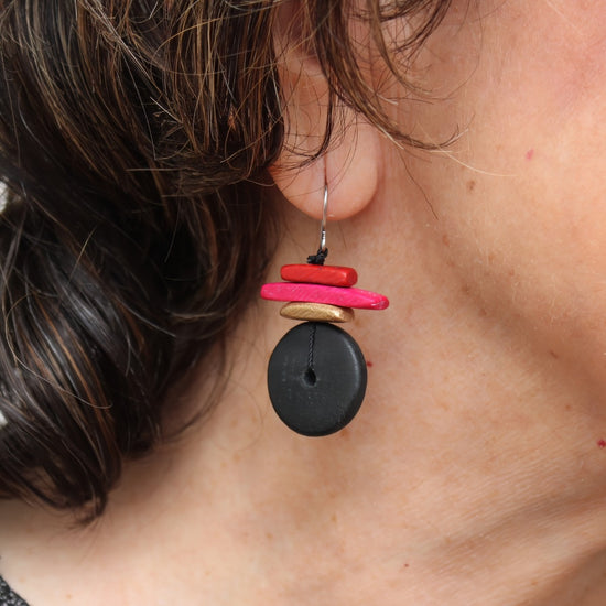 Black and Red Sabrina Earrings - Sylca Designs - Chunky Jewelry 
