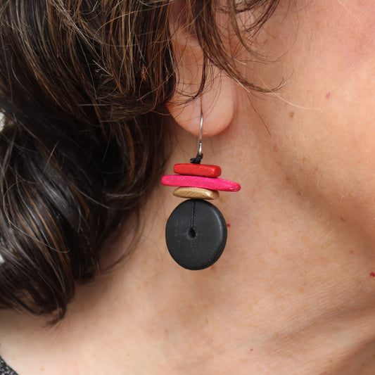 Black and Red Sabrina Earrings