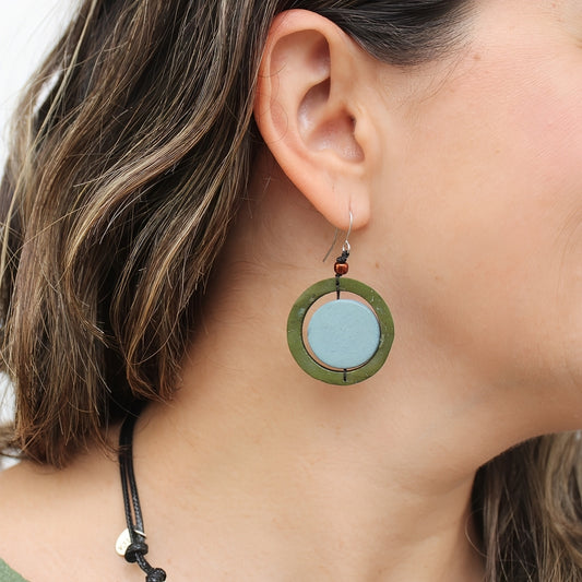 Blue Circle Cut-Out Earrings