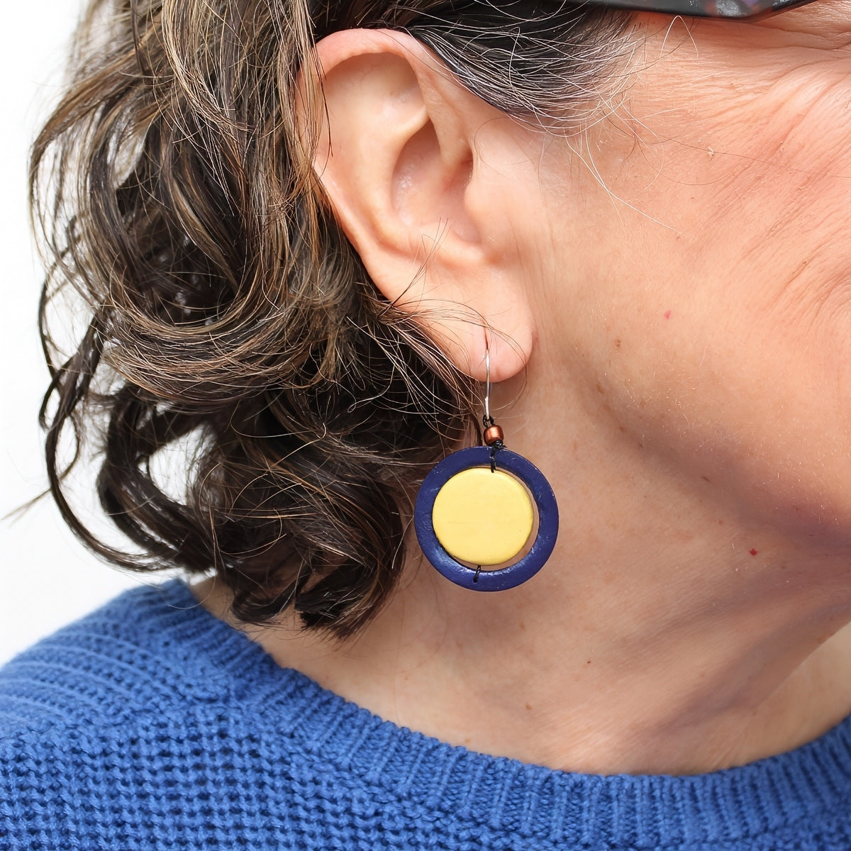 Yellow Circle Cut-Out Earrings - Sylca Designs - Chunky Jewelry 