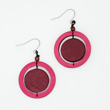 Magenta Circle Cut-Out Earrings