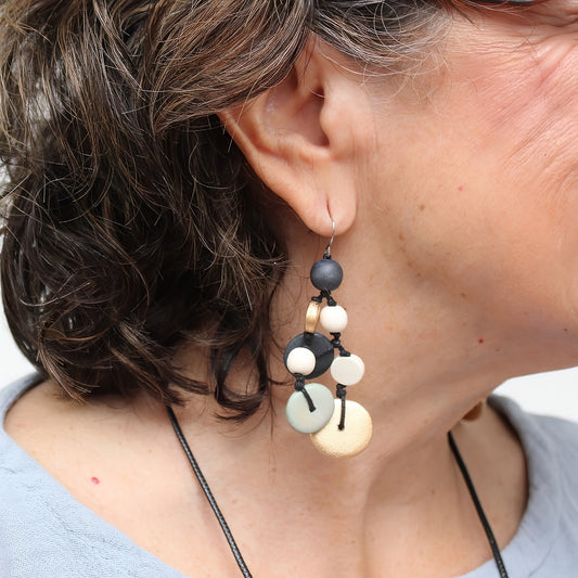 Grey Juliette Drop Statement Earrings