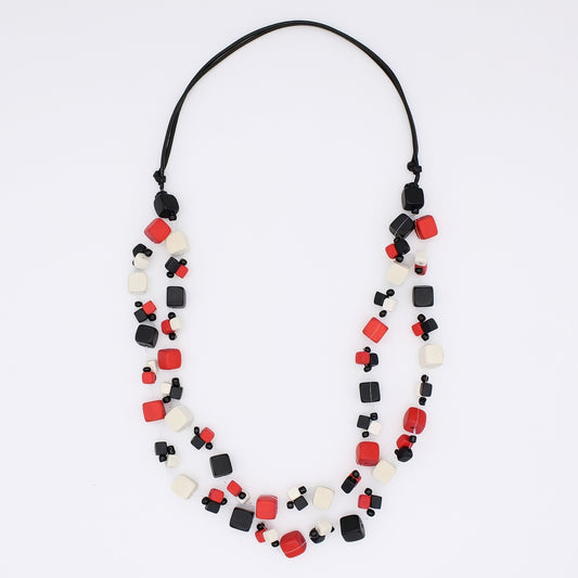 Red and Black Lia Floating Bead Necklace