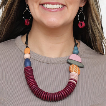 Wine Contemporary Phoenix Necklace - Sylca Designs - Chunky Jewelry 