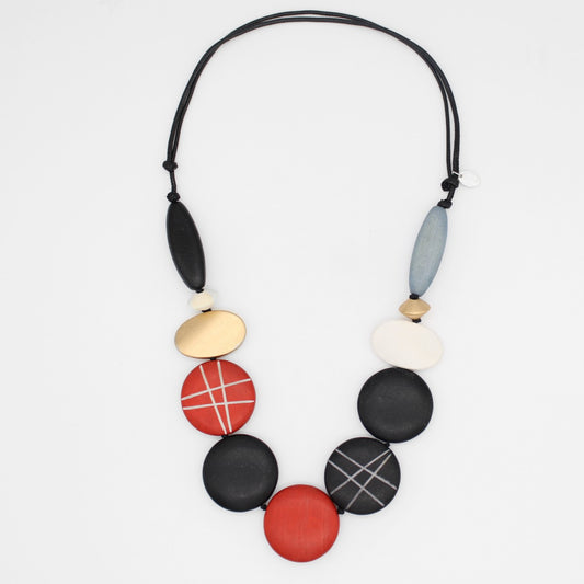 Black Carved Bead Carla Necklace