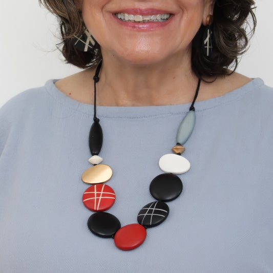 Black Carved Bead Carla Necklace