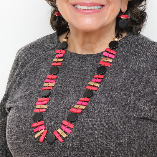 Black and Red Sabrina Petite Bead Necklace