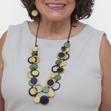 Yellow Circle Cut-Out Necklace - Sylca Designs - Chunky Jewelry 