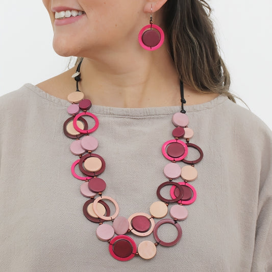 Magenta Circle Cut-Out Necklace