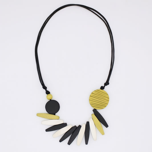 Chartreuse Wood Fringe Necklace