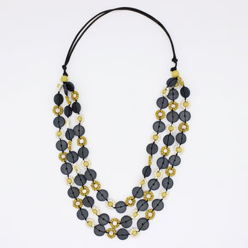 Chartreuse Petite Daisy Triple Strand Necklace