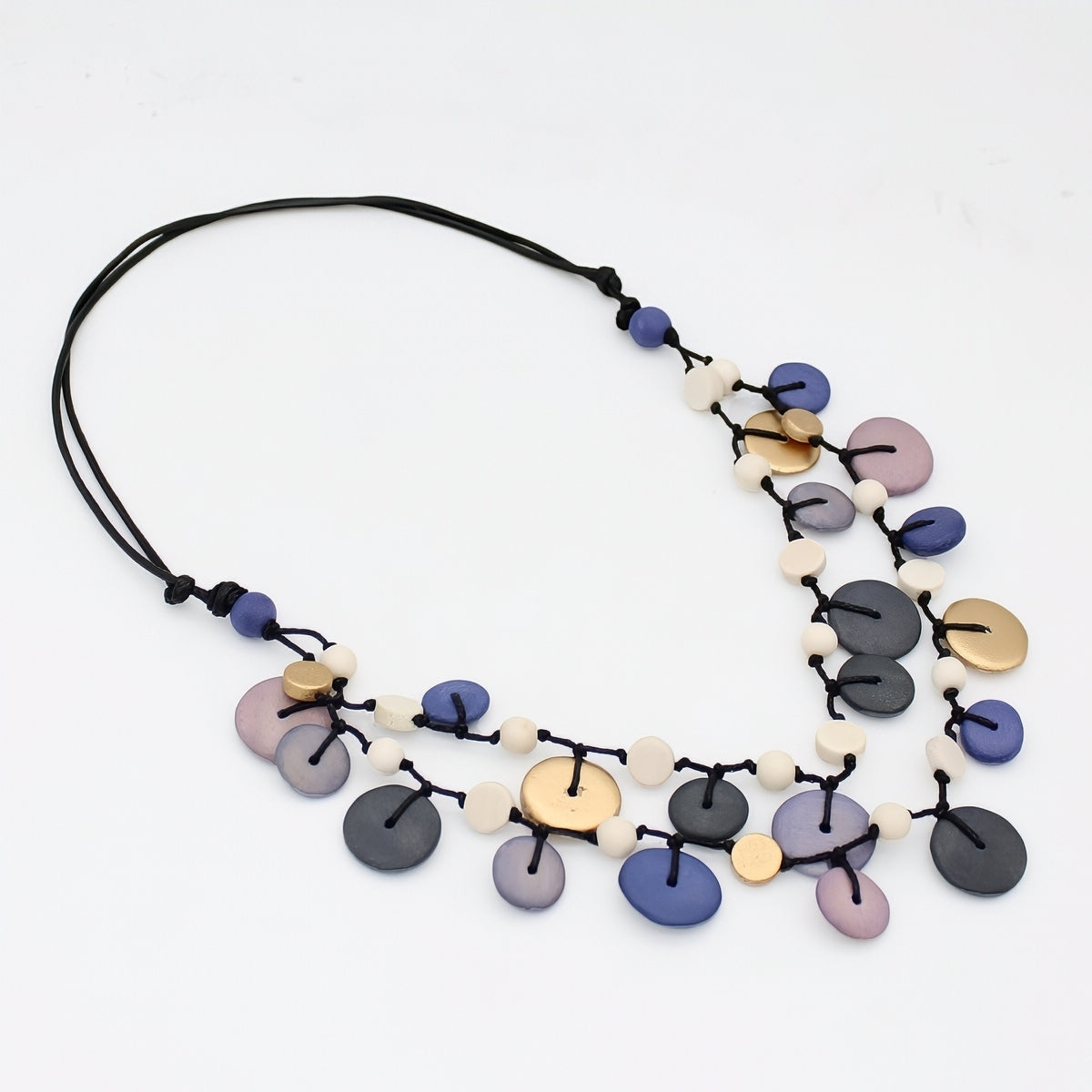 Purple Juliette Drop Double Strand Necklace - Sylca Designs - Chunky Jewelry 