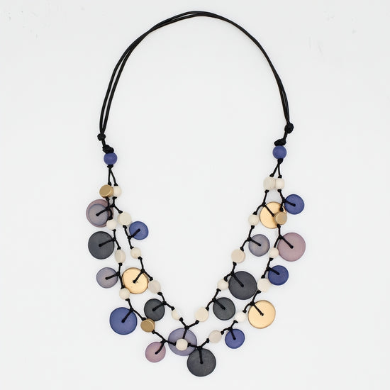 Purple Juliette Drop Double Strand Necklace - Sylca Designs - Chunky Jewelry 