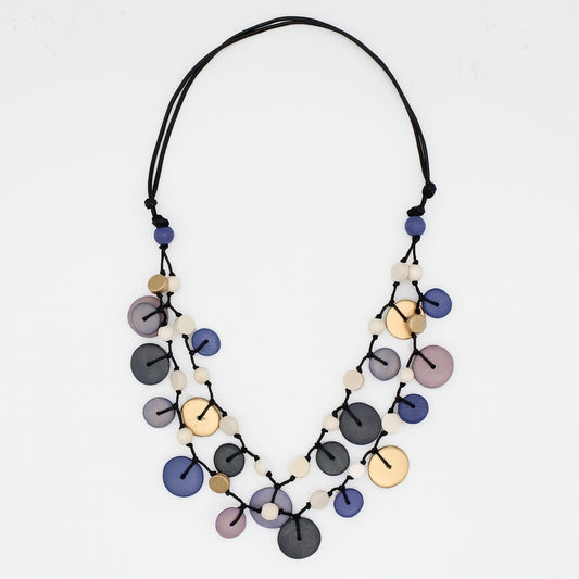 Purple Juliette Drop Double Strand Necklace - Sylca Designs - Chunky Jewelry 