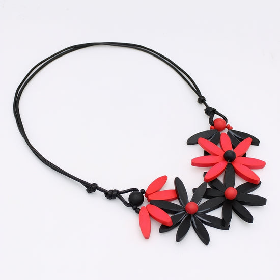 Red Garland Nectar Statement Necklace - Sylca Designs - Chunky Jewelry 