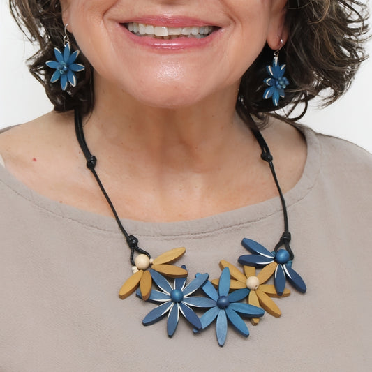 Blue Garland Nectar Statement Necklace - Sylca Designs - Chunky Jewelry 