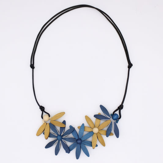 Blue Garland Nectar Statement Necklace - Sylca Designs - Chunky Jewelry 