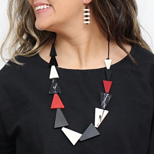 Red and Black Zara Triangle Statement Necklace