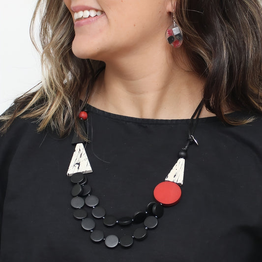 Black and Red Scarlett Multi-Strand Art Necklace