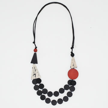Black and Red Scarlett Multi-Strand Art Necklace