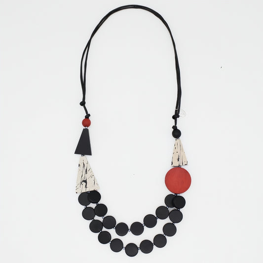 Black and Red Scarlett Multi-Strand Art Necklace