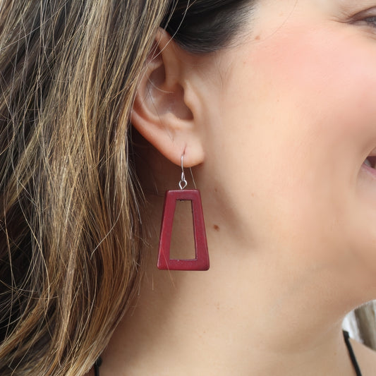 Burgundy Driftwood Dangle Earrings