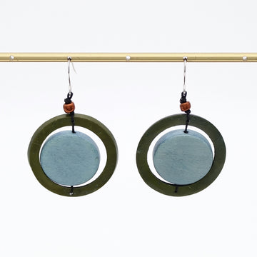 Blue Circle Cut-Out Earrings