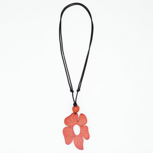 Coral Hibiscus Flower Pendant